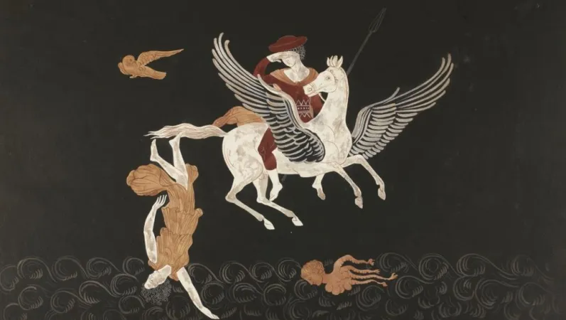 Cratère en calice à figures rouges : Bellérophon, Pégase et la Chimère © Gallica, Bibliothèque nationale de France