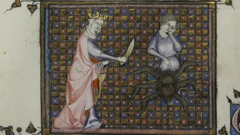 Pallas change Arachné en araignée, manuscrit © Gallica, Bibliothèque nationale de France